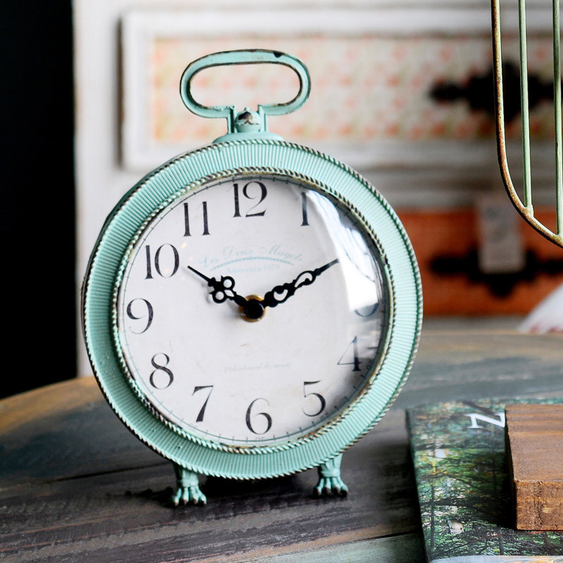 Ophelia & Co. Analog Quartz Tabletop Clock in Turquoise & Reviews Wayfair